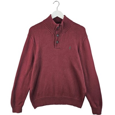 Polo Ralph Lauren drei Knöpfe Stehkragen Pullover Herren burgunderrot Größe Large L