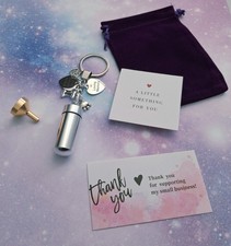 In loving memory Urn ashes key ring, Choice of extra charms, pets/sports/music