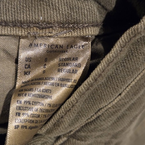 Jupe coton denim vert armée stretch taille haute American Eagle neuve taille 0 - Photo 6/7