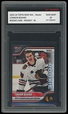 Connor Bedard 23-24 Topps Now NHL Sticker 1st Graded 10 Rookie Card Blackhawks
