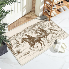 Western Cowboy Bath Mat for Bathroom,Washable Door Mat Absorbent Bath Rug Non-Sl
