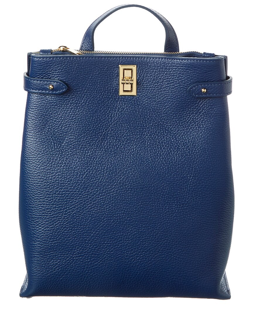Italian Leather Backpack Womens Blue 23390₽