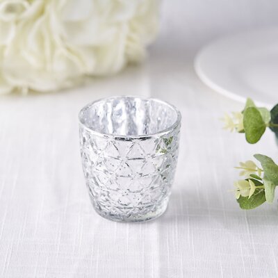 6 pcs 3'' Assorted Geometric Designs Glass VOTIVE CANDLE HOLDER Party Supplies