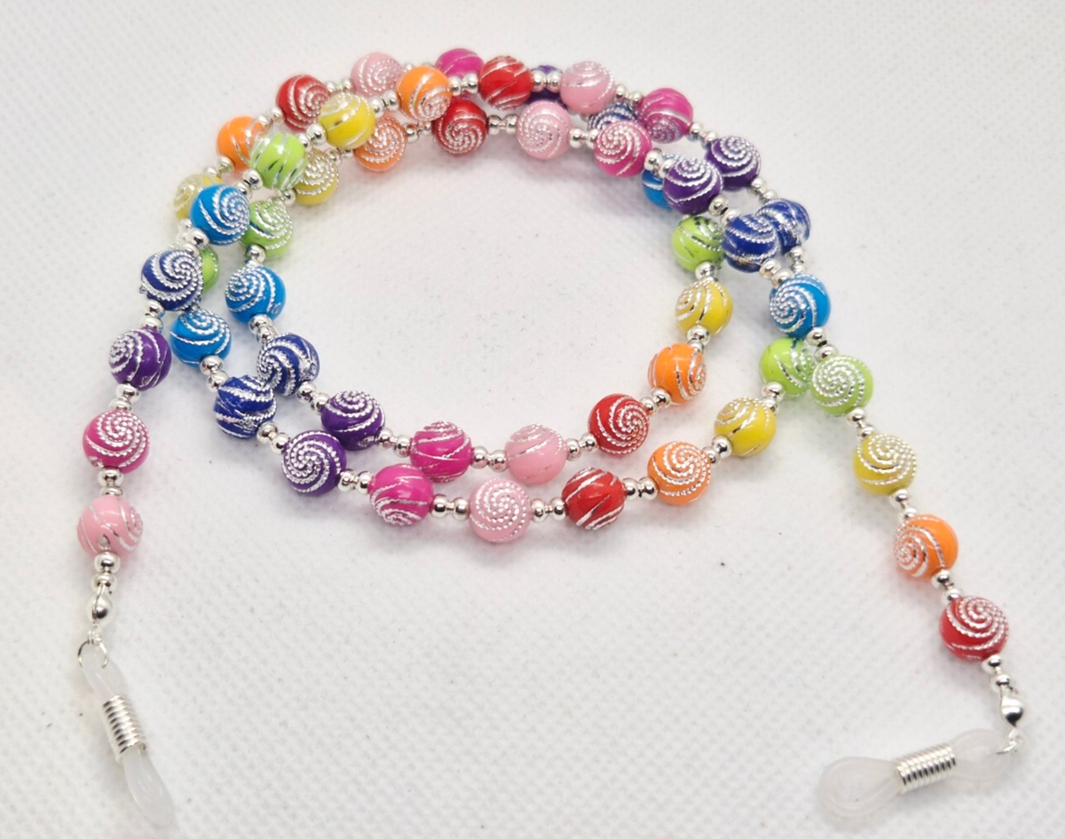 RAINBOW SPIRAL BEADED GLASSES CHAIN SPECTACLE/LANYARD/SUNGLASSES