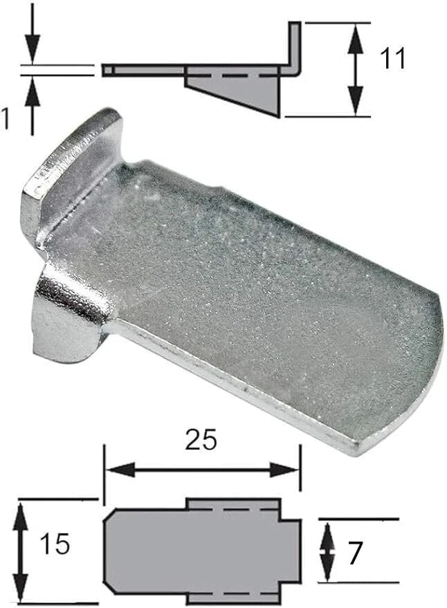 10 St Bodenträger Stahl chromiert, f.16mm Vari Schienen / 7mm Aufnahme 25mm lang - Bild 2 von 4