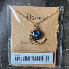 Beloved  Inspired Zodiac Necklace Pisces Retro Moon NEW