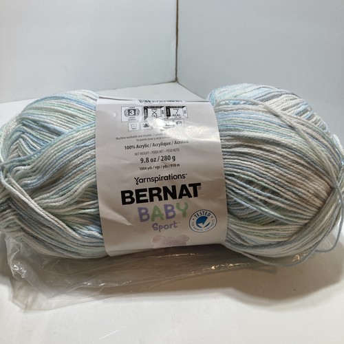 Bernat 9.8 Oz Acrylic Baby Sport Yarn “Cool Blue” 1004 Yds Light 3
