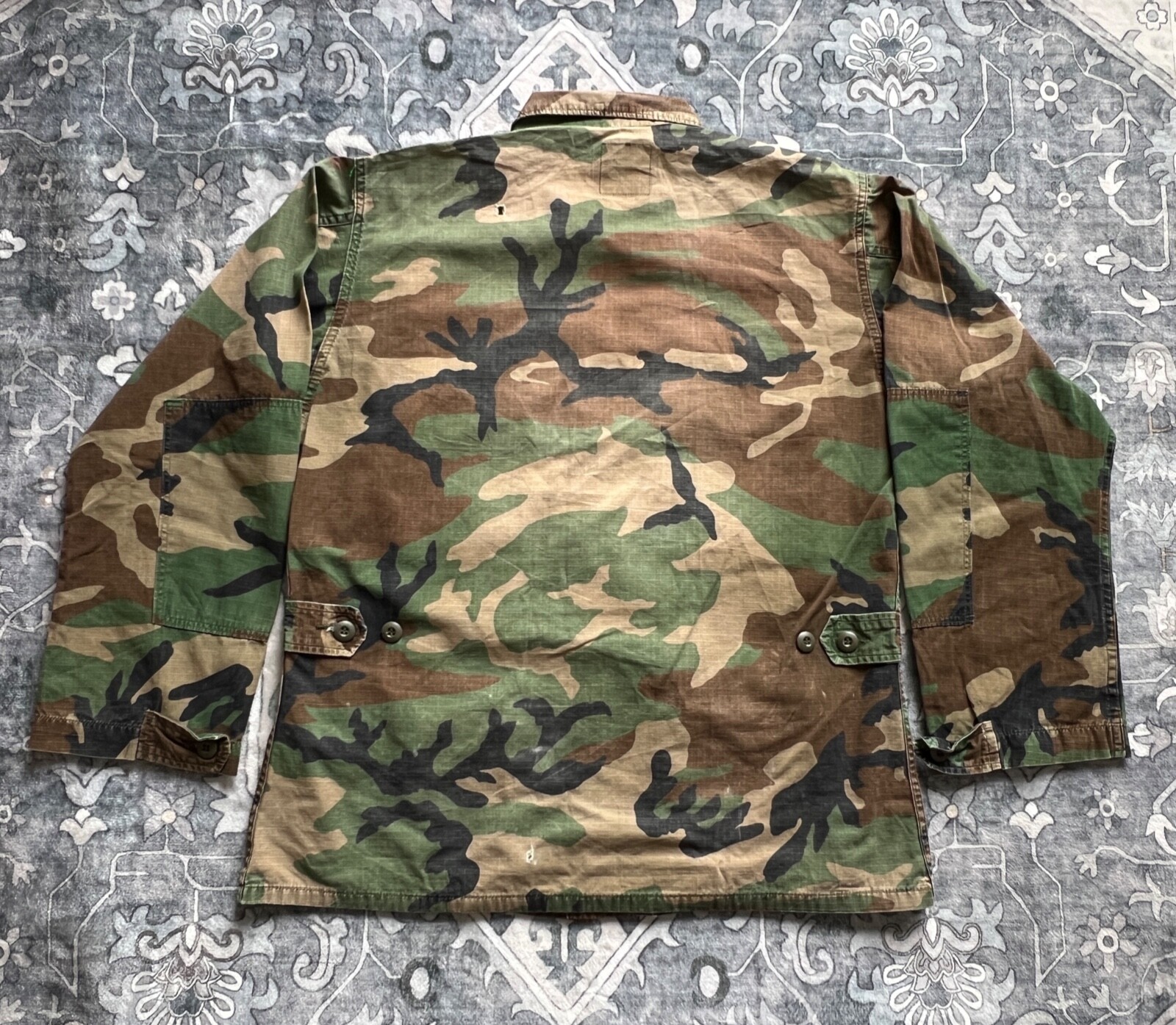 VTG US Army Jungle Jacket Men Medium Woodlnd Camo Combat Hot Weather Shacket 80s