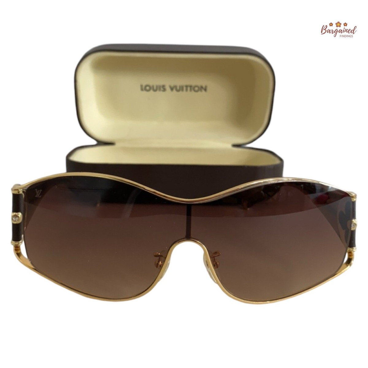 Auth LOUIS VUITTON Brown Gold Speckling Metal Frame Auth LOUIS VUITTON Brown Gold Speckling Metal Frame