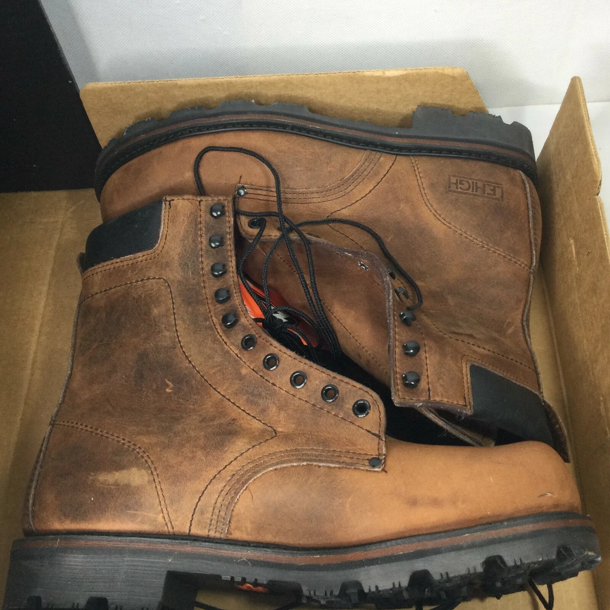 Lehigh Safety Shoes Sz 12 D Steel Toe Work Boots 8 1927BA New