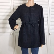 Nwt Seraphine Maternity Celestine Black Tweed Empire Waist Jacket Size 4
