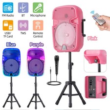 8 inch Portable Bluetooth Speaker Karaoke Party Boombox TWS/AUX  Mic  Stand