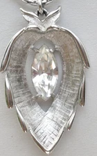 Sarah Coventry Clear Rhinestone Leaf PENDANT 1”x1 1/2” Very Pretty