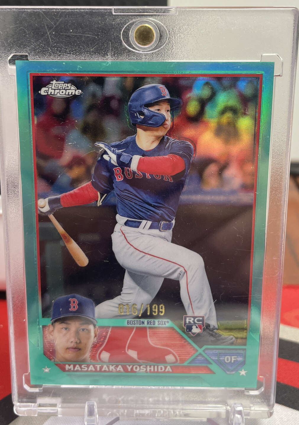 2023 TOPPS CHROME AQUA REFRACTOR #167 MASATAKA YOSHIDA RC 16/199 RED SOX