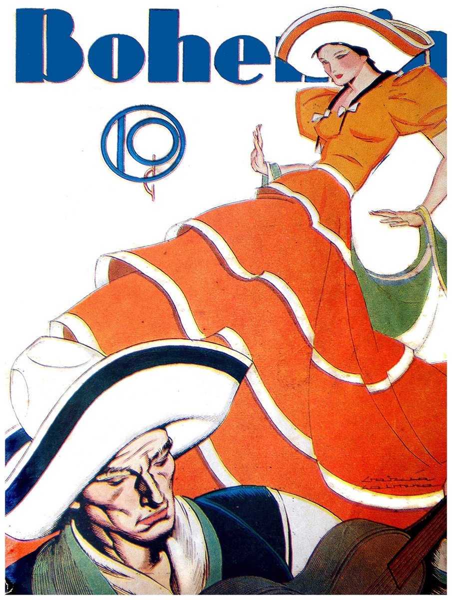7867.Retro lady with orange dress walking over man.POSTER.art wall decor |  eBay