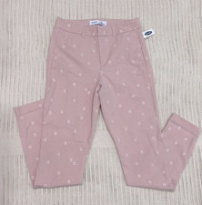 New Old Navy Pixie High Rise Secret-Slim Pockets Light Pink Daisy Design Pants