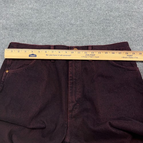 Vintage Wrangler Jeans Mens 38x28 Red Maroon Cowboy Cut Original Fit Made in USA - Picture 7 of 10