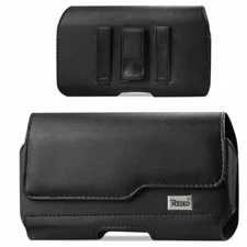 For iPhone SE 2022 / 8 / 7 Reiko Leather Pouch Holster - Fits w/ Protector