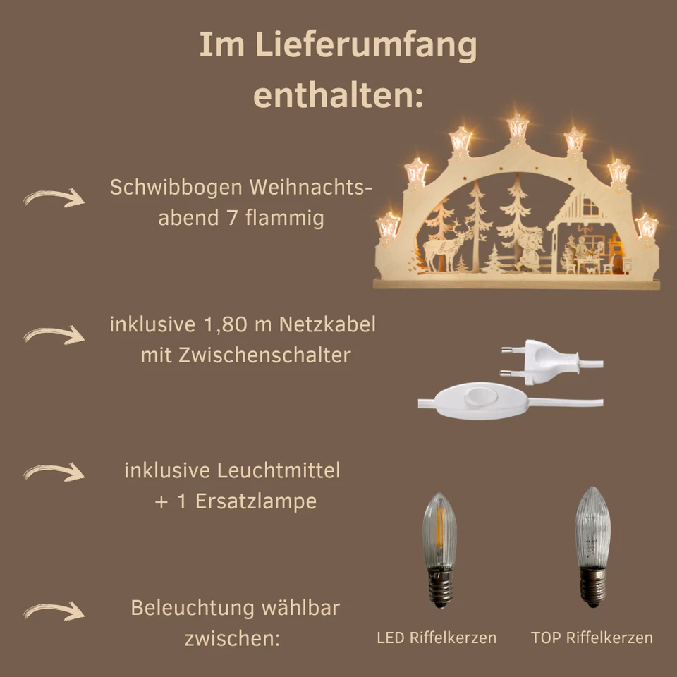 WEIGLA - Schwibbogen original Erzgebirge I motif Christmas Eve I light arch - Image 3 of 4