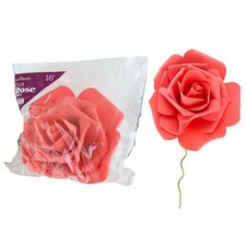 Mega Crafts - 16" EVA Rose Foam Flower with Stem - Coral, 1PC