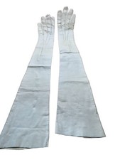 Long Vintage Ivory Leather Over Elbow Length Opera Gloves Size 6 1/4 21 Long