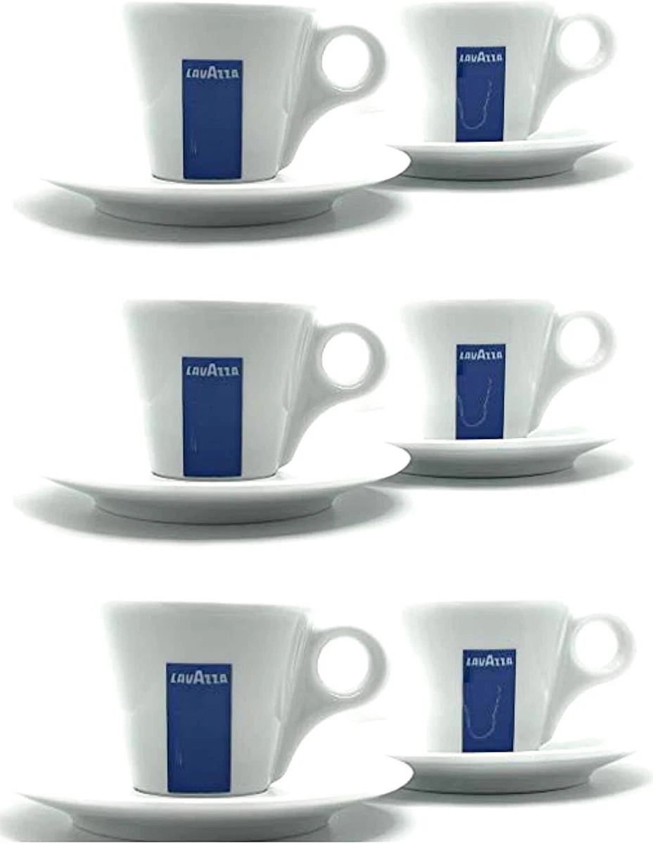 x6 Lavazza Espresso Cup & Saucer Italian Coffee Mug Barista Demitasse  Expresso