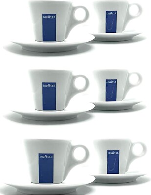 x6 Lavazza Espressotasse & Untertasse Italienische Kaffeetasse Barista Demitasse Expresso