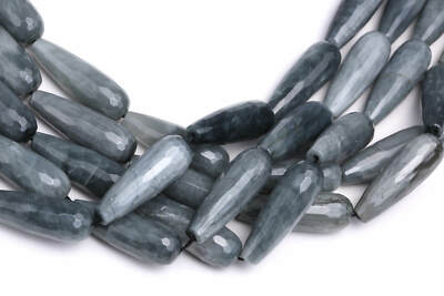 Eagle's Eye Faceted Teardrop Beads 10x30mm 10x40mm 15.5'' Strand
