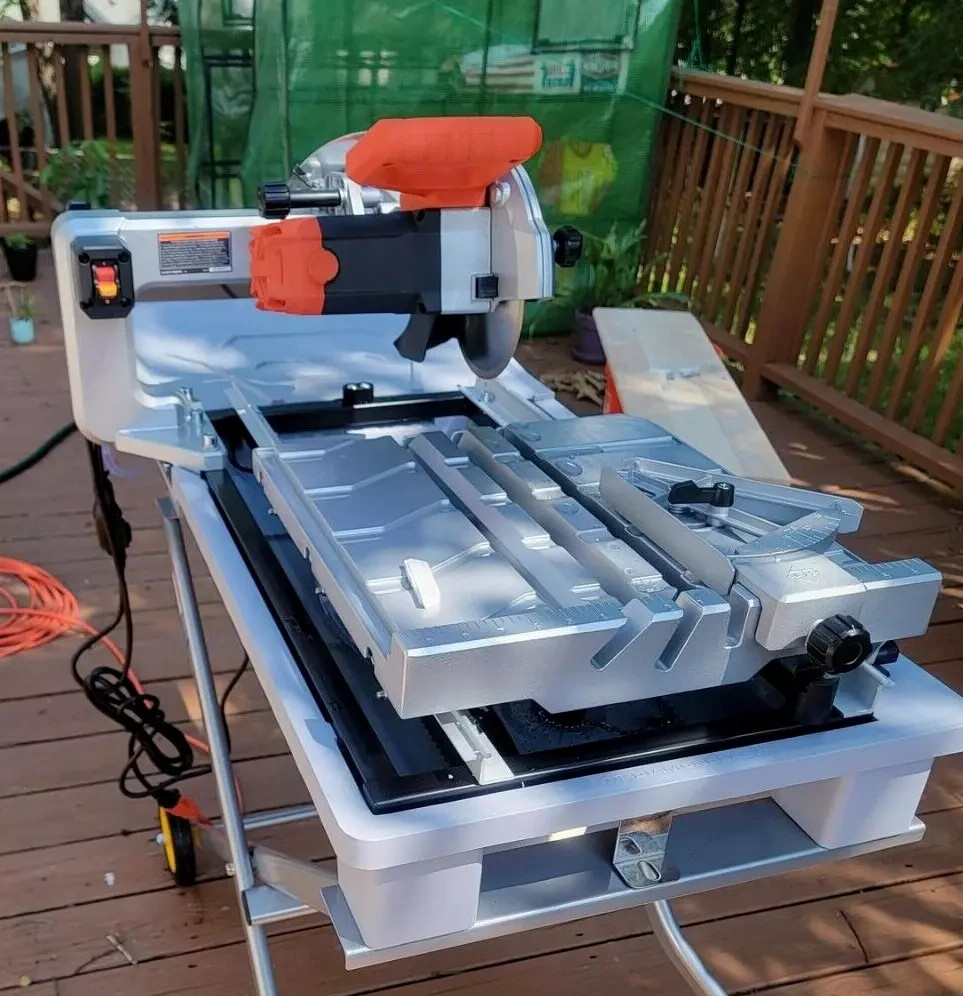 Powerful Heavy Duty 10 Amp Corded 7 in. Wet Tile Saw w/ Sliding