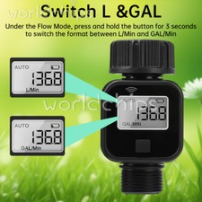 Water Flow Meter 3/4" Digital LCD Water Flow for Garden Watering Irrigation Hose