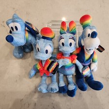 Disney Plush - Set Of 4 Rainbow Characters - Donald, Daisy, Goofy Pluto - New