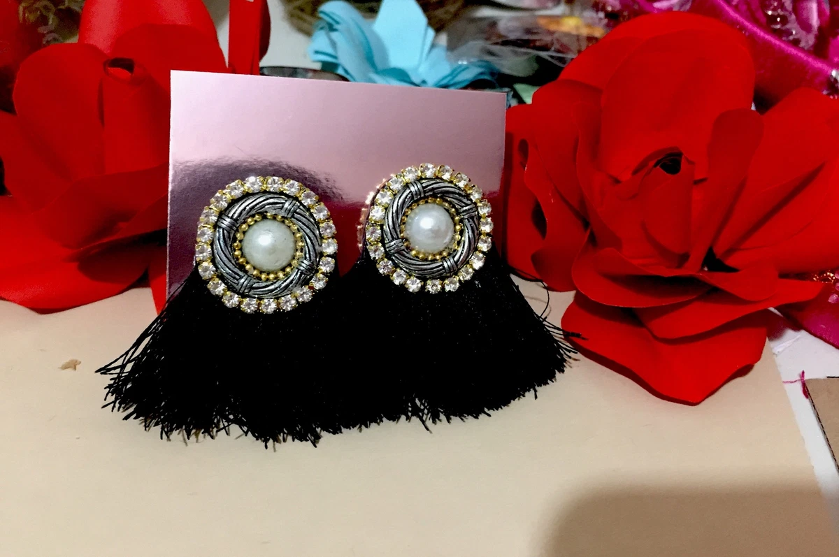 Silk thread earrings sale