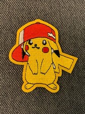 Pikachu W/hat-Pokemon Iron On Embroidered Patch-BRAND NEW 