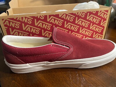 Vans Vault Classic Slip-On LX Leather Textile Pomegranate White Men 8/Women 9.5
