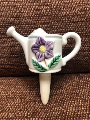 VTG Ceramic Plant Tender/Watering Spike Sprinkling Water Can with Violet Flower