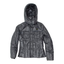 Blauer Usa Womens Grey Hooded Puffer Jacket | Vintage Designer Padded Coat Vtg