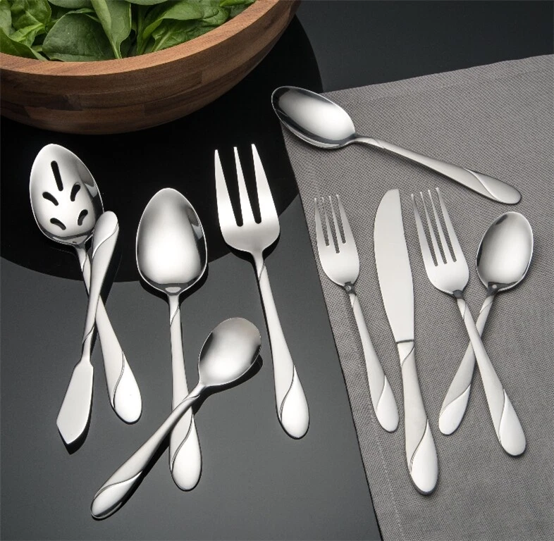 Flatware Service for 12 Stainless Steel Set Silverware Place Settings 89 Pieces Foto 3 de 4