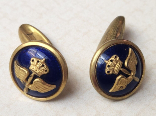 Vintage Sporrong Gold & Blue Enamel Sweden Royal … - image 1