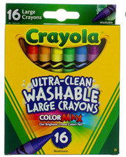 Large Washable Crayons 16 Pack - 2 Packs School Supplies