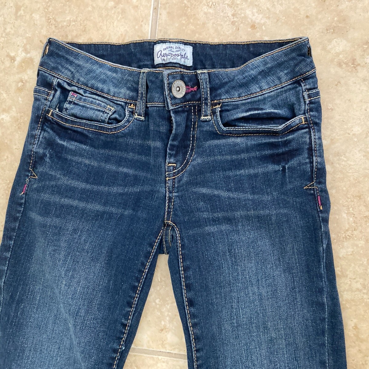Jeggings Aeropostale Lola Turquoise – Taille 00 Regular – Occasion Très Bon état, Slim Délavé Moyen