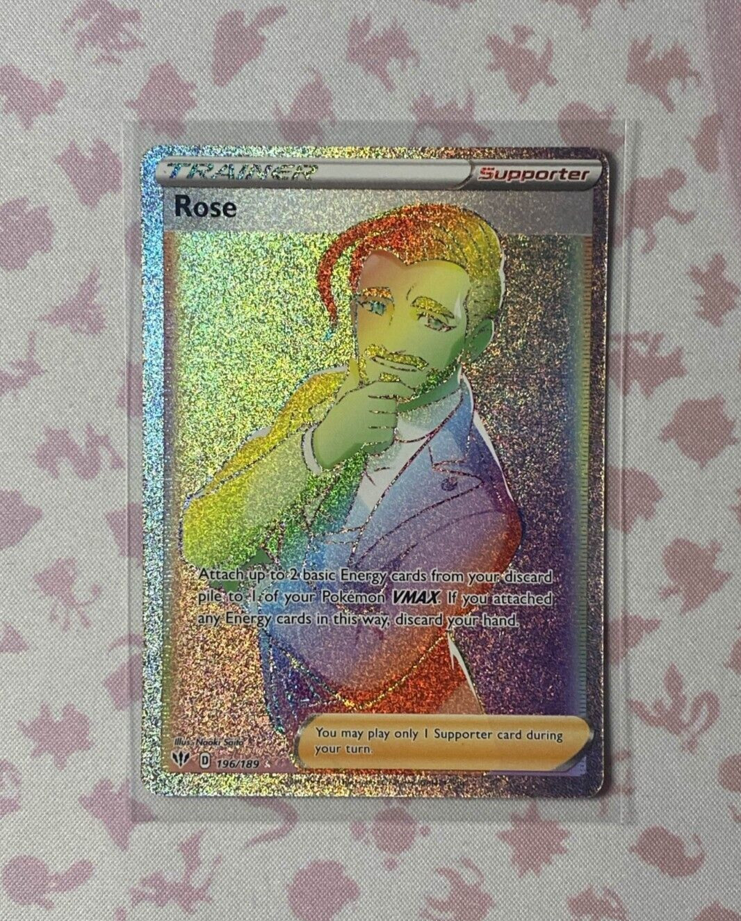 Pokemon TCG Darkness Ablaze Rose #196/189 Full Art Holo Secret Rare NM