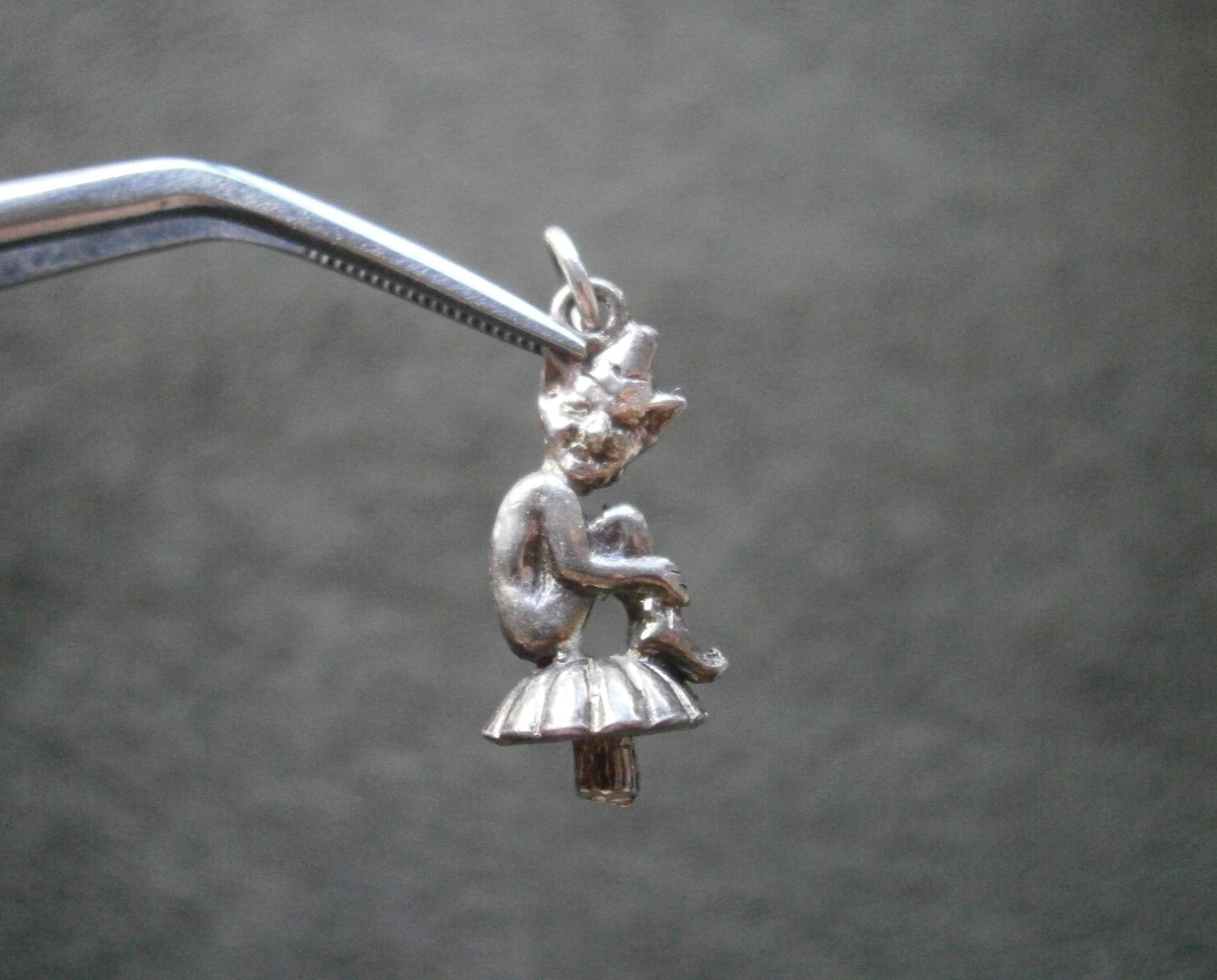 Cornish Pixie Piskie on Toadstool Vintage Sterlin… - image 1