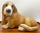 Vintage 1983 Homco Basset Hound 12" Large Figurine Statue Dog Brown Tan Doorstop
