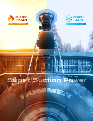 Wireless Car Charger with Auto Clamping Phone Holder - 15W Fast Charging - Photo 5 sur 13
