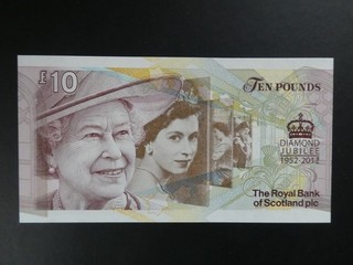 LATE QUEEN'S DIAMOND JUBILEE 2012 ROYAL BANK OF SCOTLAND £10 BANKNOTE FRESH UNC
