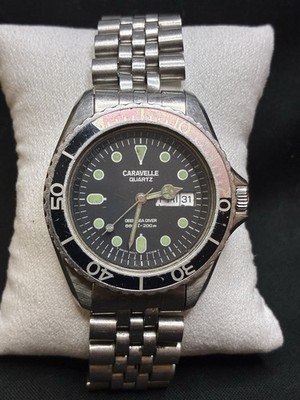 Caravelle by Bulova Deep Sea Diver 200m Quartz Men's Watch Faded Bezel Patina
