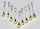 Chantilly Individual Salt Spoons Set of 9 Gorham Sterling Silver w Gilt Bowls