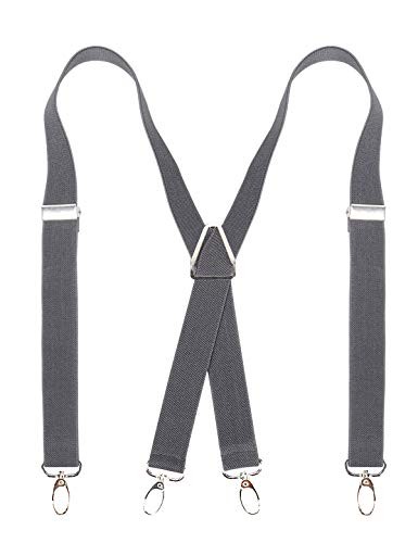 Solid Skinny Suspenders X Shape for Men with Elastic Band 062-gray(hook) - Afbeelding 1 van 5