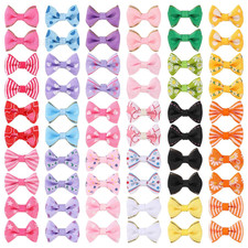 60 PCS Small Dog Hair Bows with Metal Clips, 1.5 Inch Dog Hairs Clip for Pet