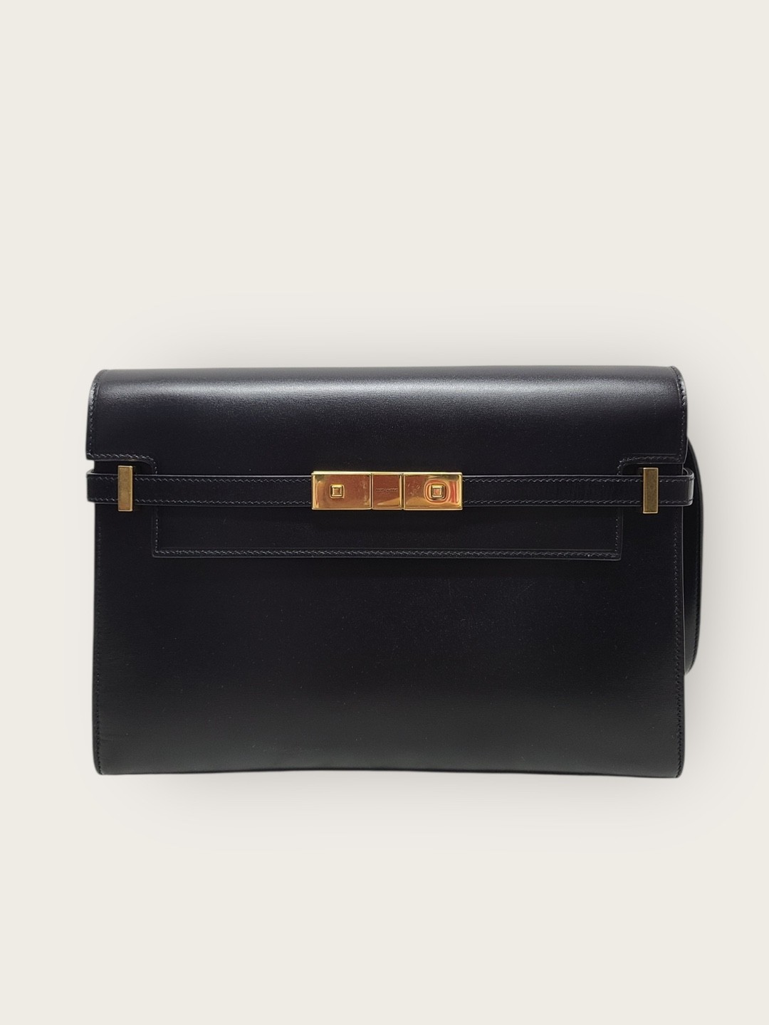 Borsa a tracolla Saint Laurent nera tono oro Manhattan media con scatola 140630497